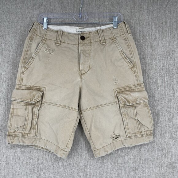 Abercrombie Fitch Shorts 30 Cargo Distressed Heavy Y2K Button Drawstring - Picture 3 of 13